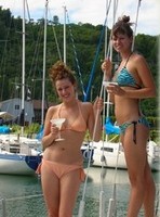 girls with drinks on boat